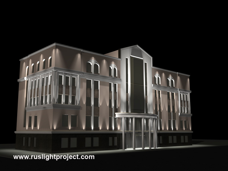 Дизайн проект архитектурного освещения фасада административного здания