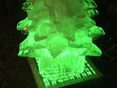 Decorative lighting of ice sculptures with LED clumps