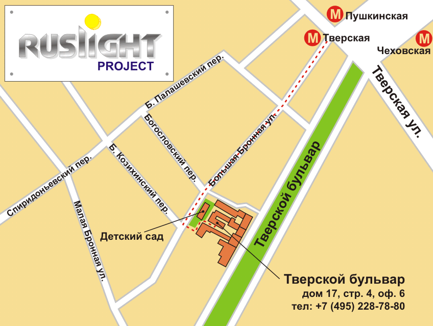 Ruslightproject company. Map.